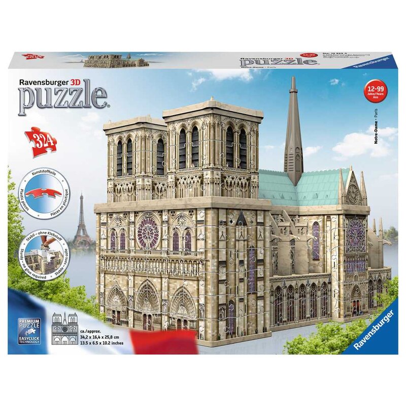 Puzzle 3d Ravensburger Notre-Dame de Paris Puzzle 3d avec 1001puzzles  (Réf.-125234)