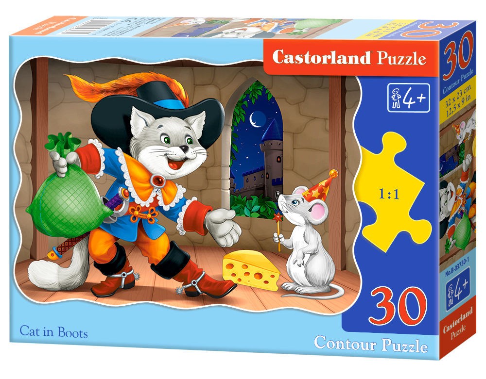  Castorland Chat en bottes, Puzzle 30 pièces - - Puzzle