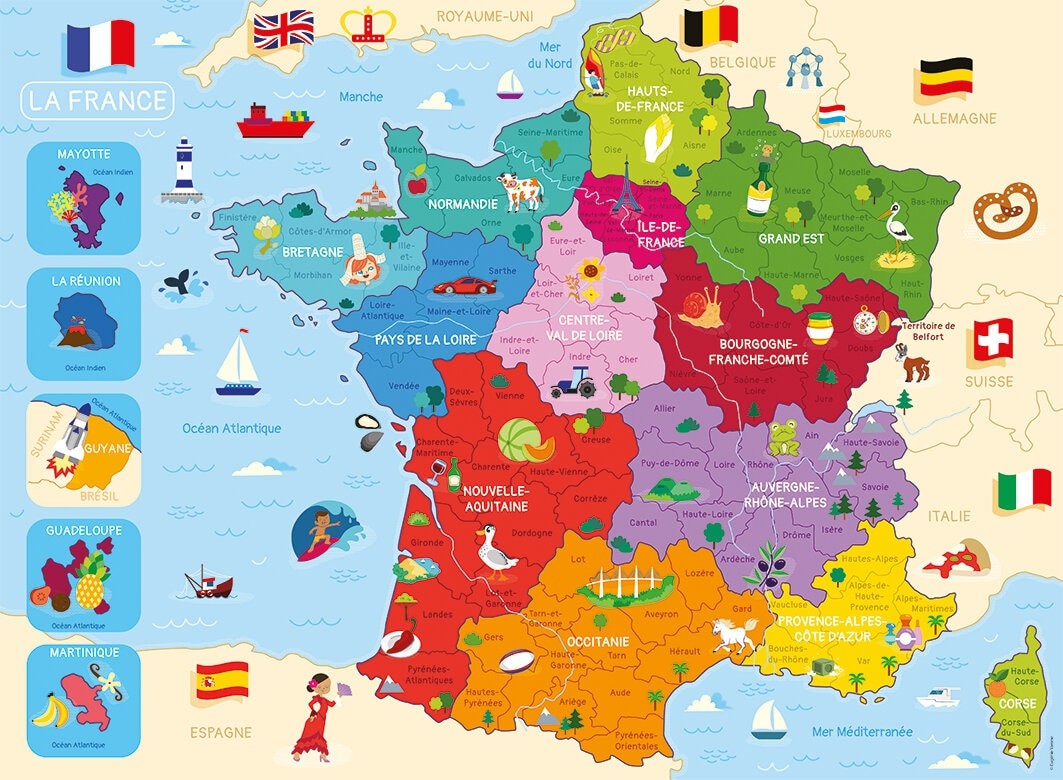  Nathan Puzzle 250 p - Carte de France - - Puzzle enfant