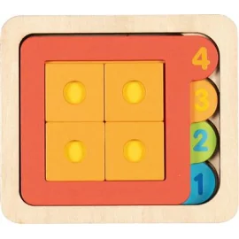  Puzzle: PUZZLE 13,5x12x2,4cm, 15 pièces, avec 4 couches, bois, 3+