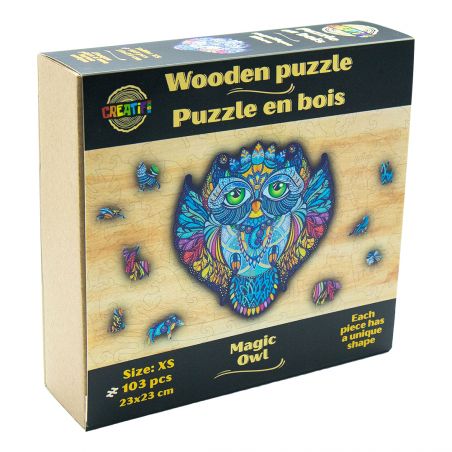  Puzzle en bois Magnifique Hibou - Boite carton