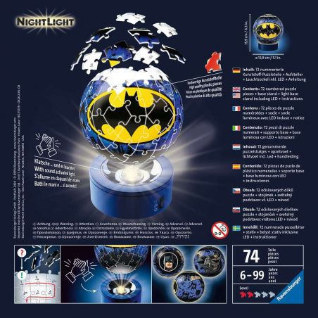 Puzzle 3D rond 72 p illuminé - Batman